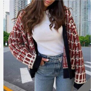 Zara Home Alone Logo Wool blend knit Jacket Cardigan NWT